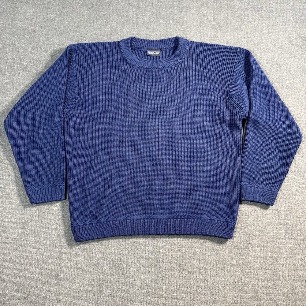 Vtg Patagonia Wool Chamonix Guide Sweater Mens XLarge Navy Blue Thick DISTRESSED